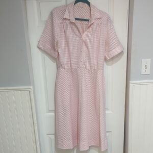 Pink Checkered Button-Up Dress